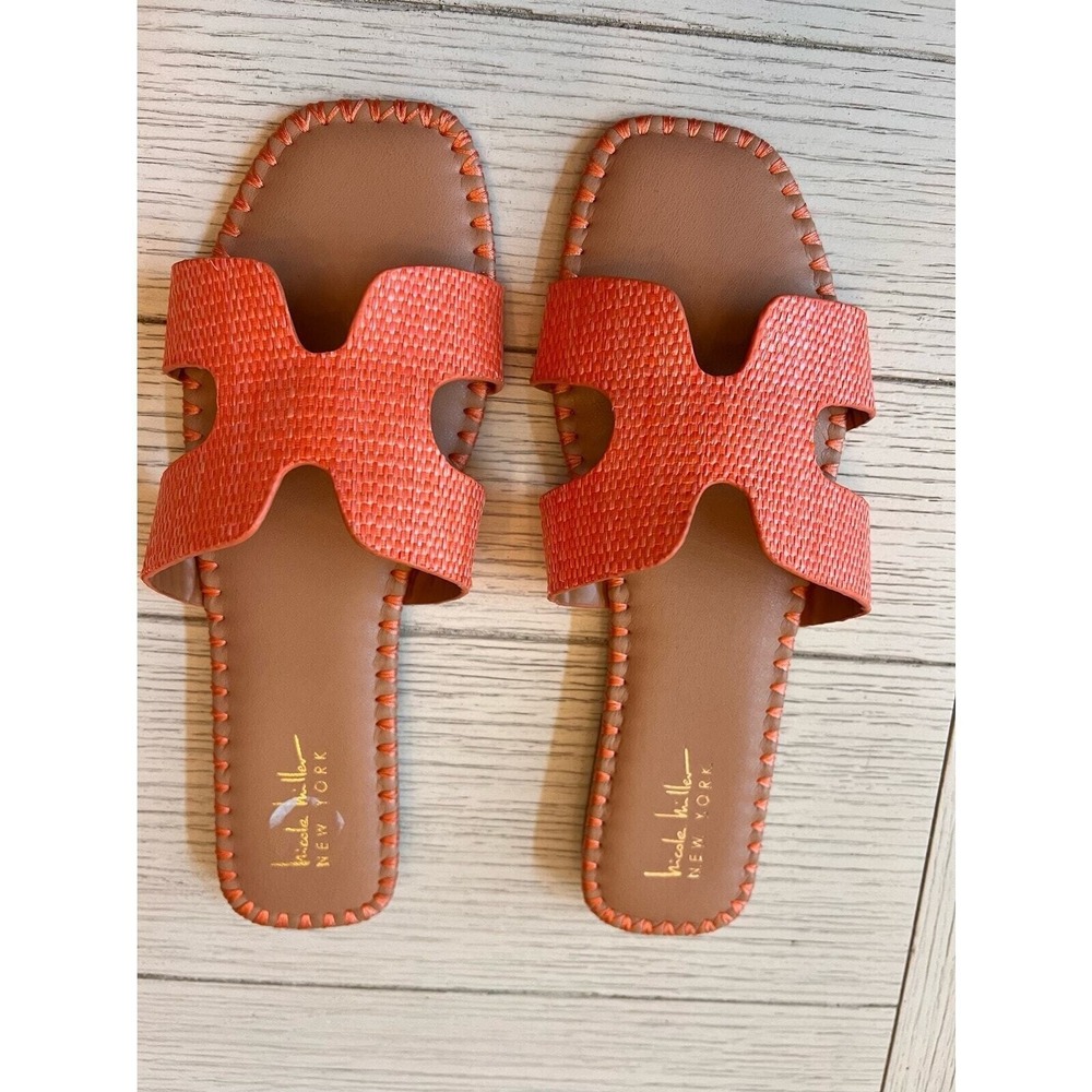 Nicole Miller NWOT slide coral colored flat sandals. Size 9. Boho.‎ Cottage.